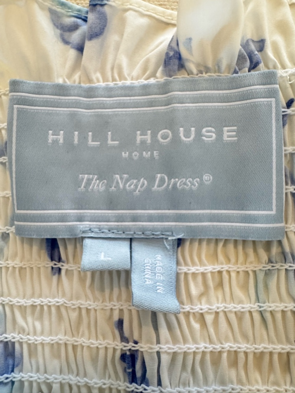 Hill House The Ellie Nap Dress Women’s L Blue Botanical Floral Midi Smocked - Picture 9 of 12